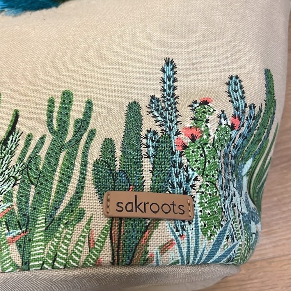 Sakroots Artist Circle Lola Beach Bag Natural Mojave Mirage Straw Tassels cactus - Picture 8 of 12